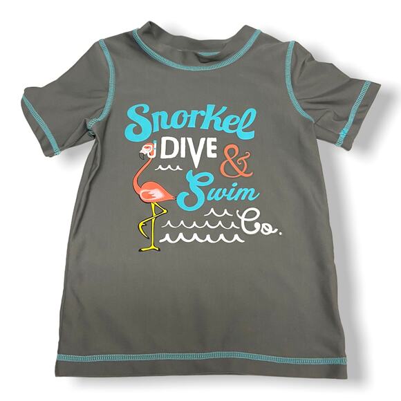 Circo Boys Rash Guard Size 3T Gray Flamingo Print Swim Shirt Quick Dry - Picture 1 of 4